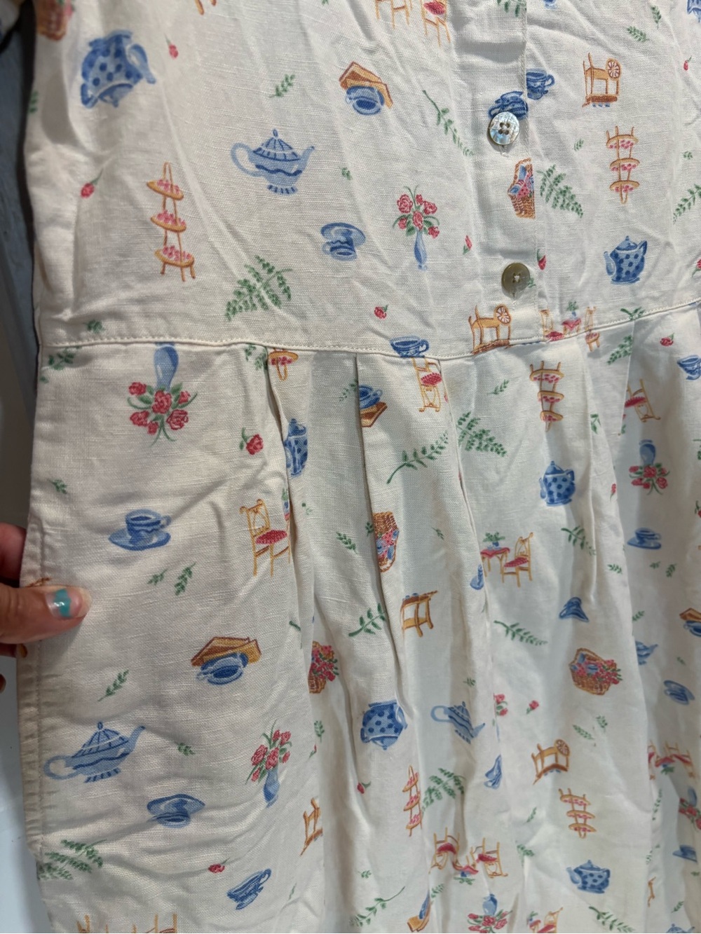 Lands' End 12 cottagecore print Dress, cotton/linen, costal grandma, Boho, retro - Picture 8 of 13